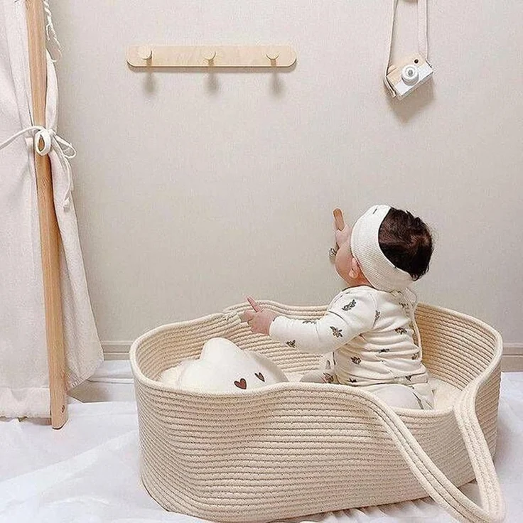 Yuehuamech Baby Moses Korb Tragbare Baby Bett Handheld Moses Korb Baumwolle Seil Infant Bett Carrycot Baby Bettwäsche Baby Schlafsack für im Freien Reise Auto – Bild 3
