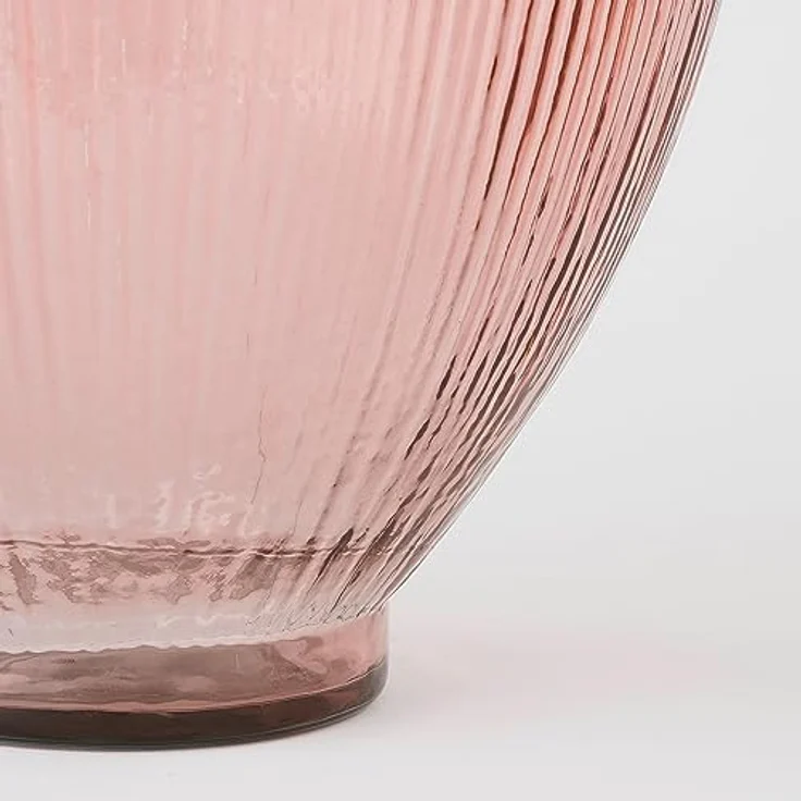 Mica Decorations Firenza Glasflasche, H59 x Ø29 cm, 100% recyceltes Glas, hellrosa mit vertikalem Reliefmuster – Bild 3