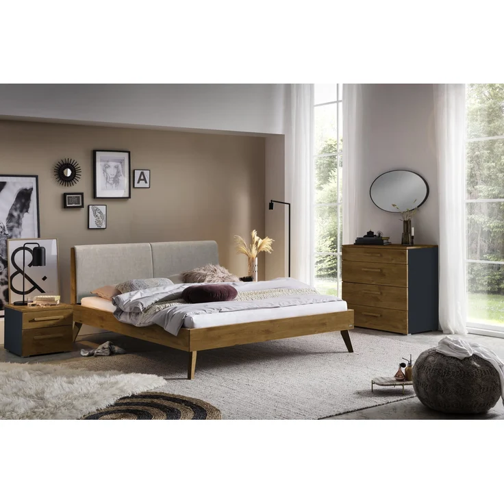 Accessoires Nachttische braun Wildeiche Massivholz 50cm x 45cm x 41cm – Bild 2