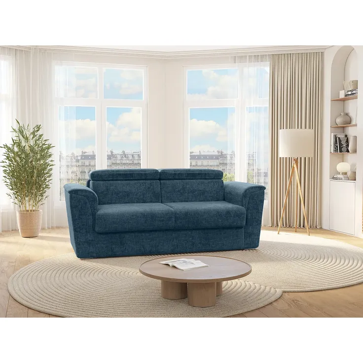 Vente-unique - RIZORA Sofa Stoff Blau - B 223 cm96 cm x H 95 cm x L 210 cm