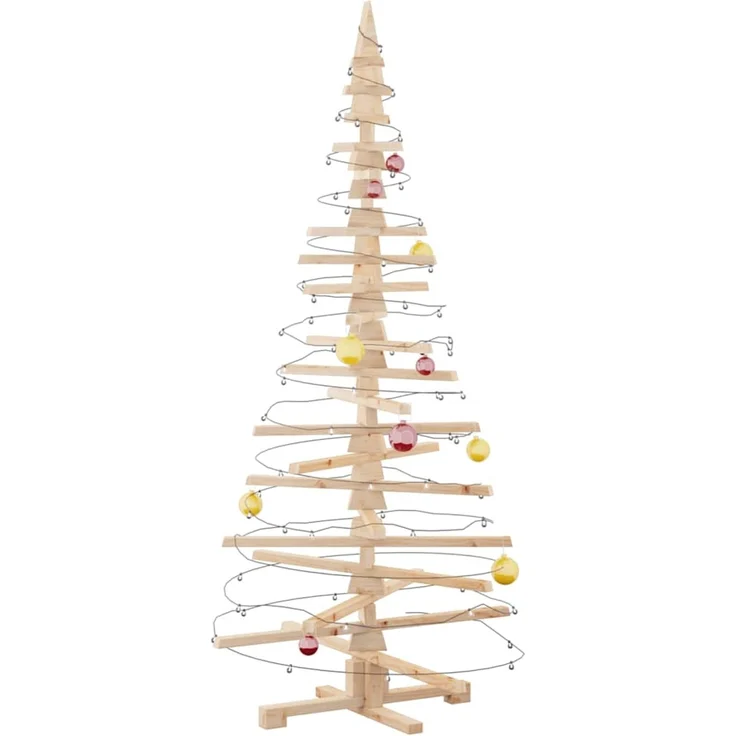 vidaXL Weihnachtsbaum Holz zum Schmücken 180 cm Massivholz Kiefer 4103972 – Bild 4