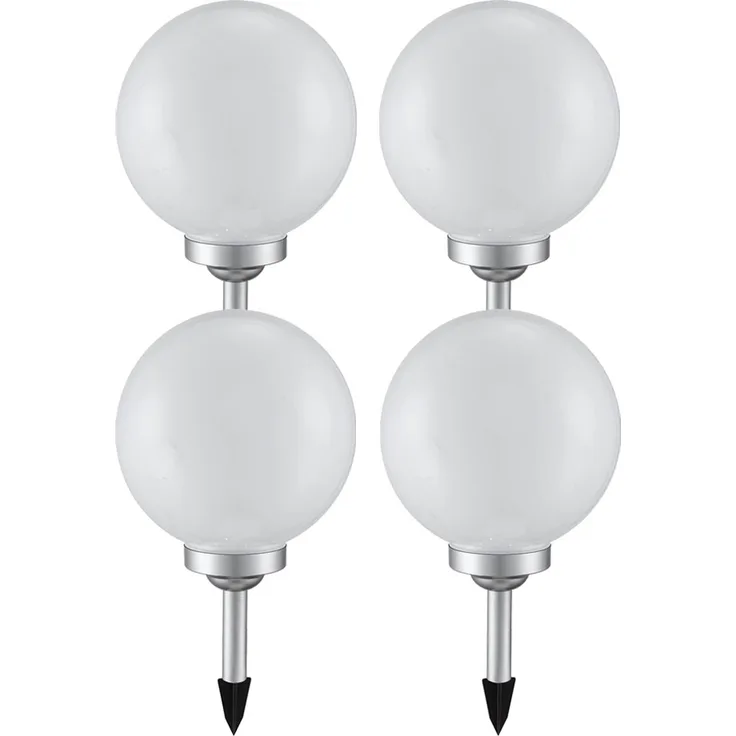 4x LED Solarleuchte, Kugel weiß, DM 20 cm, H 62 cm
