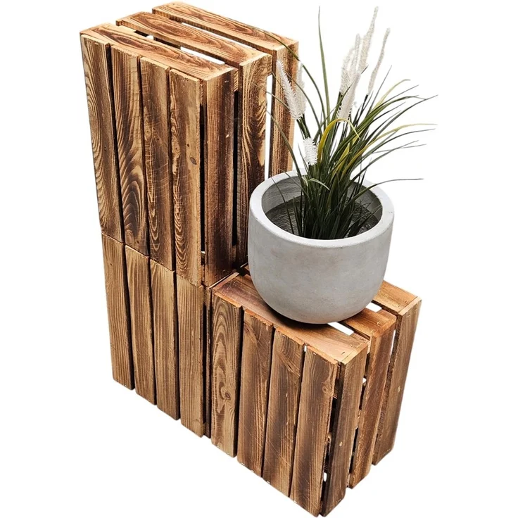 Holzkisten Obstkisten 3 x 40x30x25cm Geflammt Ablage Kurz – Bild 6