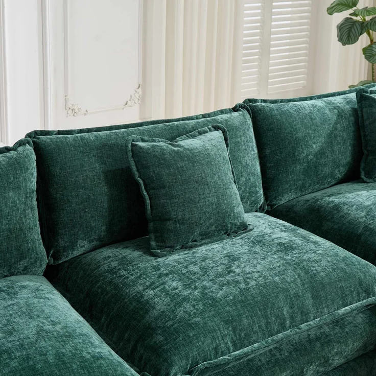 Cloud-Sofa 3 Sitzplätze (ohne Stuhlschläger),moderne Kombinationssofa geeignet für das Wohnzimmer Schlafzimmer und Wohnung bequeme Doppel-Kissenkissen atmungsfreier 80% Schneier Stoff,Schneier Stoff,grün, – Bild 5