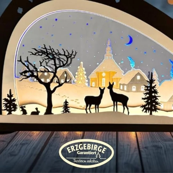 Weigla LED Schwibbogen Stille Nacht, Erzgebirge garantiert, aus Buchenholz & Acrylglas – Bild 4