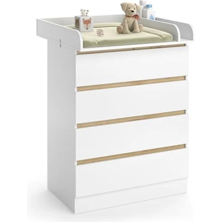 Wickelkommode Emmi Weiß/Goldkraft Eiche 80x111.7 cm mit 4 Schubladen Vitalispa – Bild 6