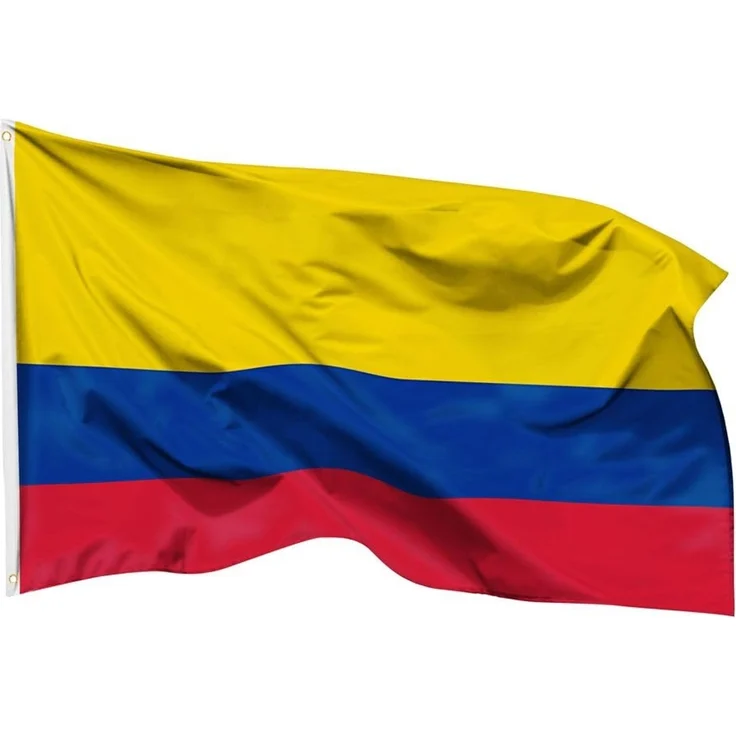 PHENO FLAGS Kolumbien Flagge 90x150 cm – Wetterfeste Nationalflagge aus Polyester mit Doppelnaht & Metallösen