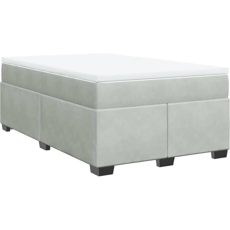 vidaXL Boxspringbett mit Matratze Hellgrau 120x200 cm Samt 3285275 – Bild 2
