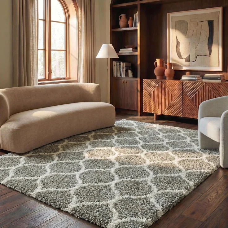 SAFAVIEH Zottelig Teppich für Wohnzimmer, Esszimmer, Schlafzimmer - Hudson Shag Collection, Hoher Flor, Grau und Elfenbein, 183 X 274 cm