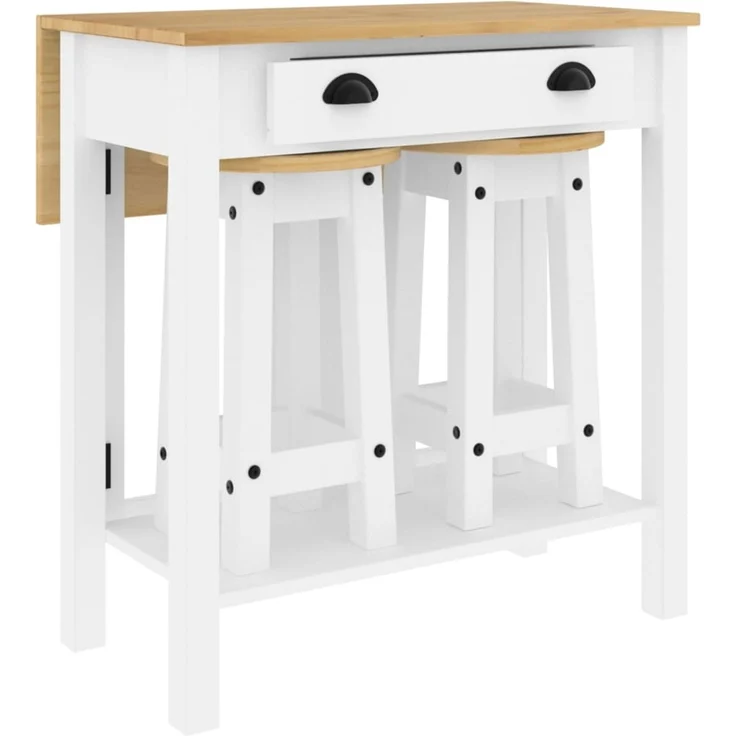 vidaXL 3-tlg. Bar-Set Weiß Massivholz Kiefer 4005698 – Bild 2