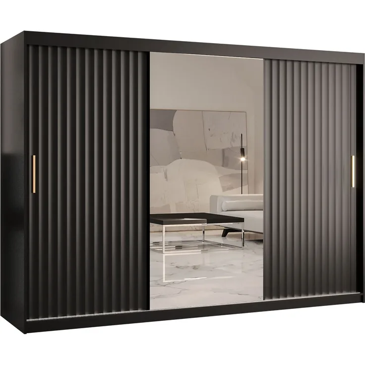 Kleiderschrank Kirtan Wave 2 250 (Farbe: Schwarz, Größe: 250 cm)