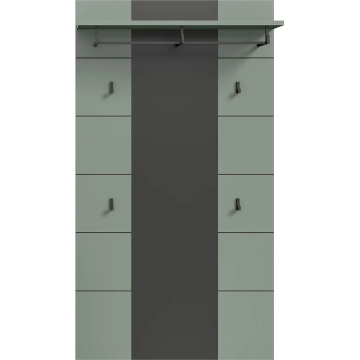 Garderobenpaneel >Canu< in Basalt Grau / Smoke Green - 141x80x29cm (BxHxT) – Bild 2