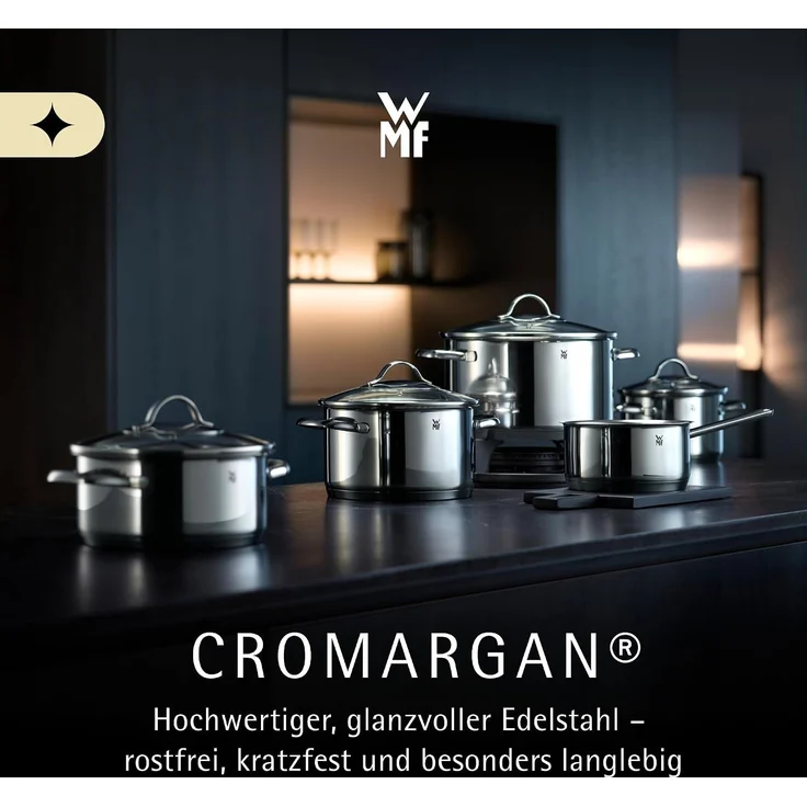 WMF 'Provence Plus' Topfset mit Glasdeckel, 5-teilig, unbeschichtet, Cromargan Edelstahl poliert, Ø 16 / 20 / 24 cm – Bild 2