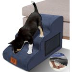ZNM Hundetreppe – 3-stufige, wasserdichte Haustiertreppe für kleine Hunde, mit waschbarem Bezug und Reißverschluss, rutschfester Schwamm-Rampe, tragbar, auch als Katzentreppe nutzbar