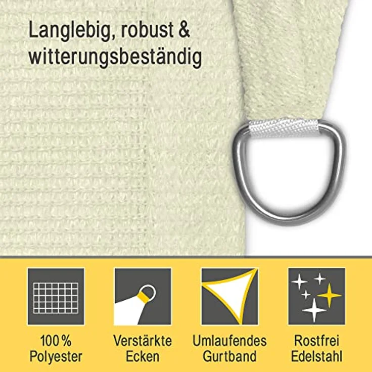 Sonnensegel dreieckig 2 x 2 x 2 m Balkon Sonnensegel Wasserdurchlässig Terrasse Sonnenschutz Segel Creme – Sol Royal Sonnensegel Balkon Segeltuch UV Sonnenschutz Garten Pool Camping - Shade Sails HS9 – Bild 5
