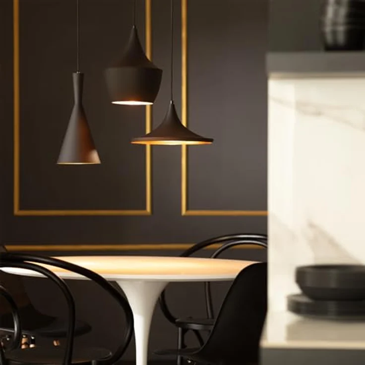 LEDKIA LIGHTING Mercury Hängeleuchte, Vintage Design, Aluminium, E27 Fassung, verstellbares Kabel, Ø200 mm, schwarz – Bild 5
