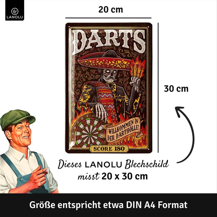 LANOLU Blechschild Mexikanischer Darts - 20x30cm – Metall – Mehrfarbig – 20232 – Bild 2