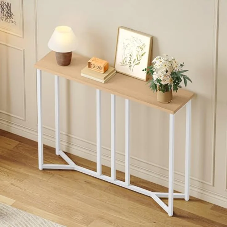 YITAHOME Konsolentisch Schmal, Console Table, 20 x 80 x 80 cm, Konsolentisch Weiss 20 cm tief, Beistelltisch Hoch, Flurtisch, Schmaler Sofatisch für Flur, Wohnzimmer, Schlafzimmer – Bild 1