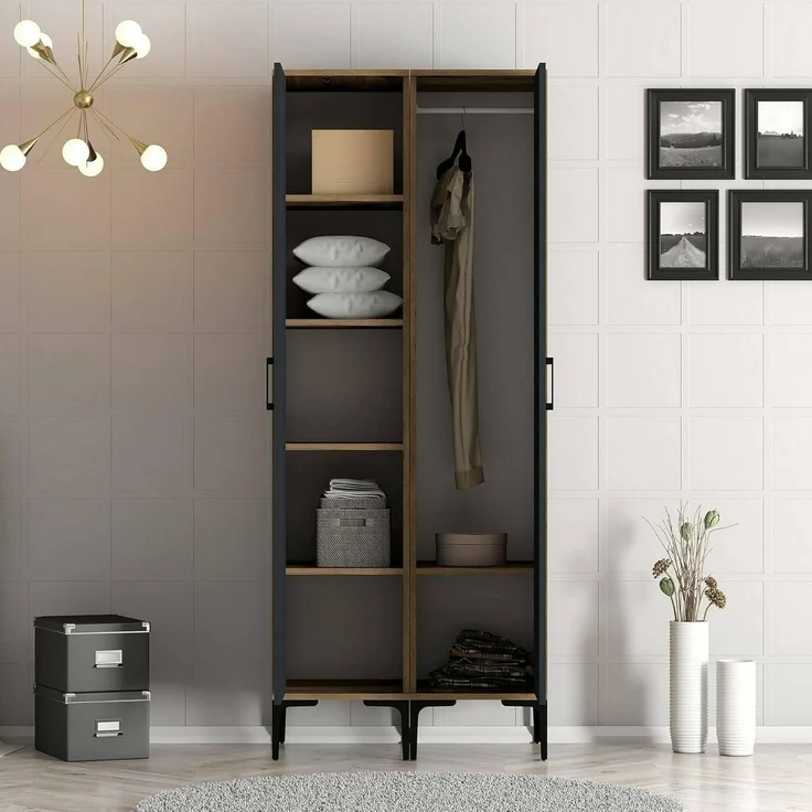 Dmora Garderobe 2 Türen Alhena 80x201,4 H cm Braun Kleiderstange – Bild 6