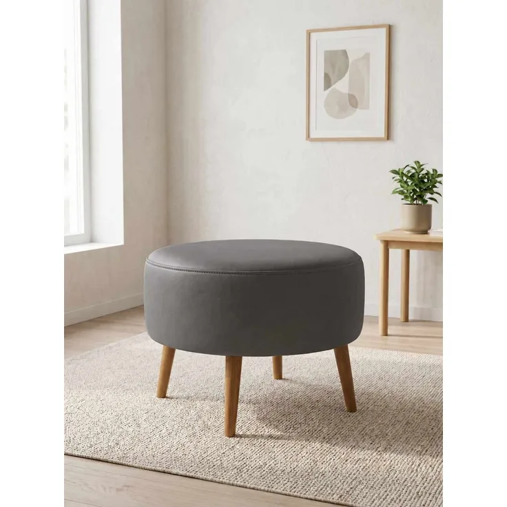 Hanah Home 'Az-Ovl-02-Cvz - Grey' Pouffe, Grau, 60 x 42 x 60 cm