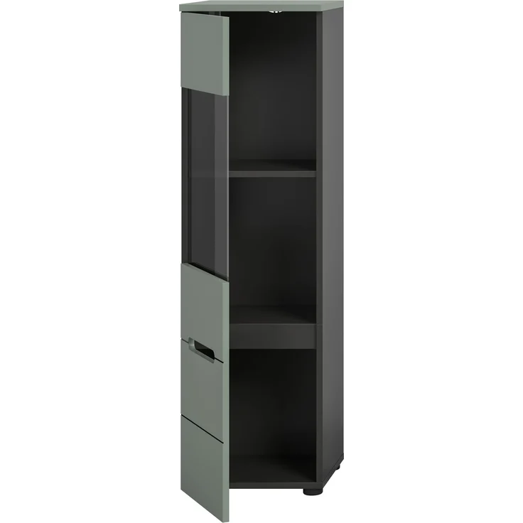 Vitrine (B/H/T: 36x125x33 cm) in Smoke Green Nachbildung – Bild 3