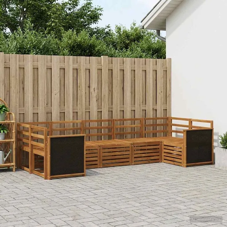 vidaXL Outdoor-Sofagarnitur 7 stk. 7-Sitzer Natur Massivholz Akazie 3384790