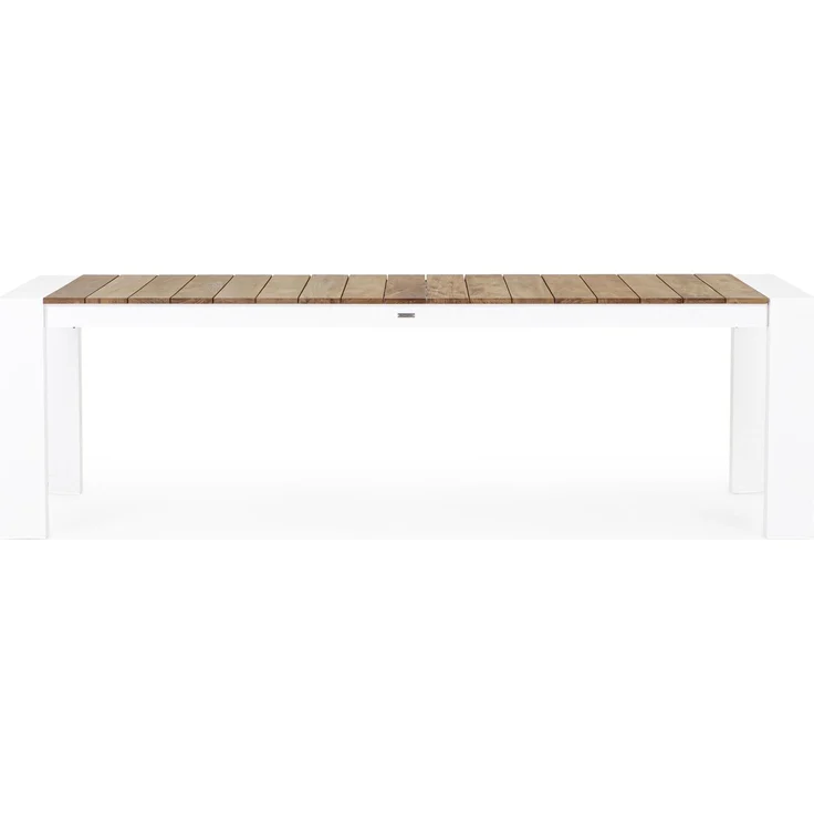 Gartentisch Norema aus Aluminium und Teakholz, modern, ausziehbar für 10–14 Personen, weiß – Bild 2