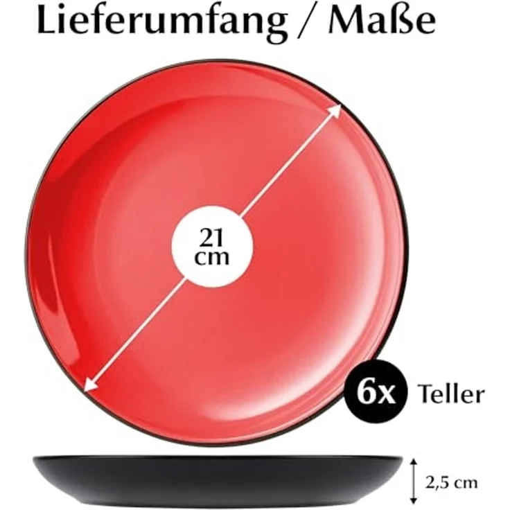 MiaMio Teller Le Papillon Teller Set 6 Personen Modern (Rot, 20.5 cm), (6 St) – Bild 4