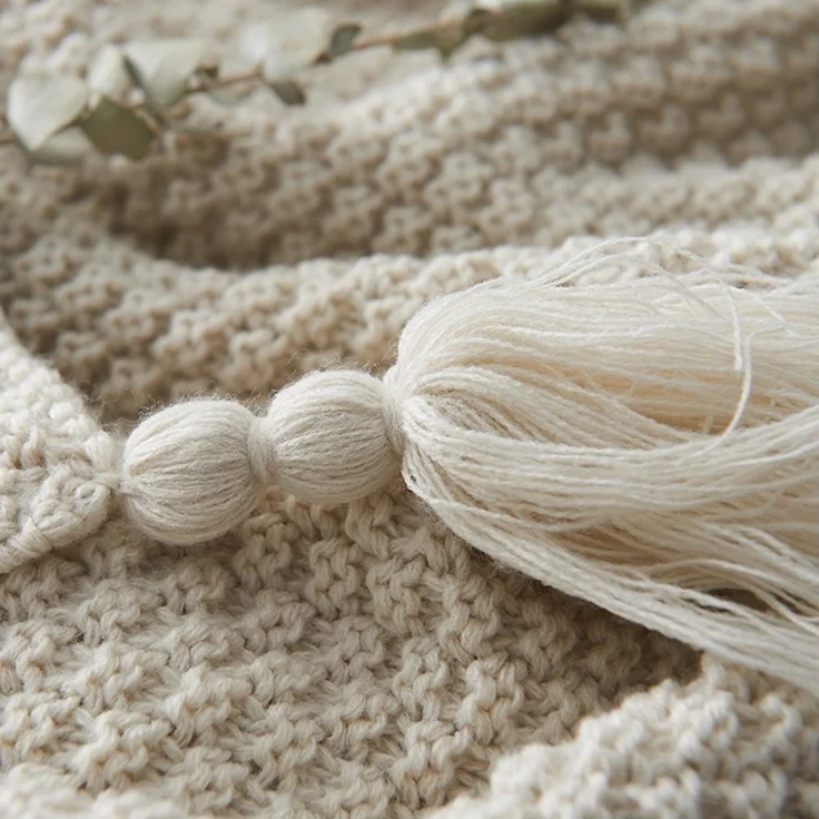 Wohndecke Kuscheldecke Gestrickte Strickdecke,Sofadecke,Tagesdecke, BTTO, Quasten,Weich,Warm,für Bett Sofa und Couch – Bild 3