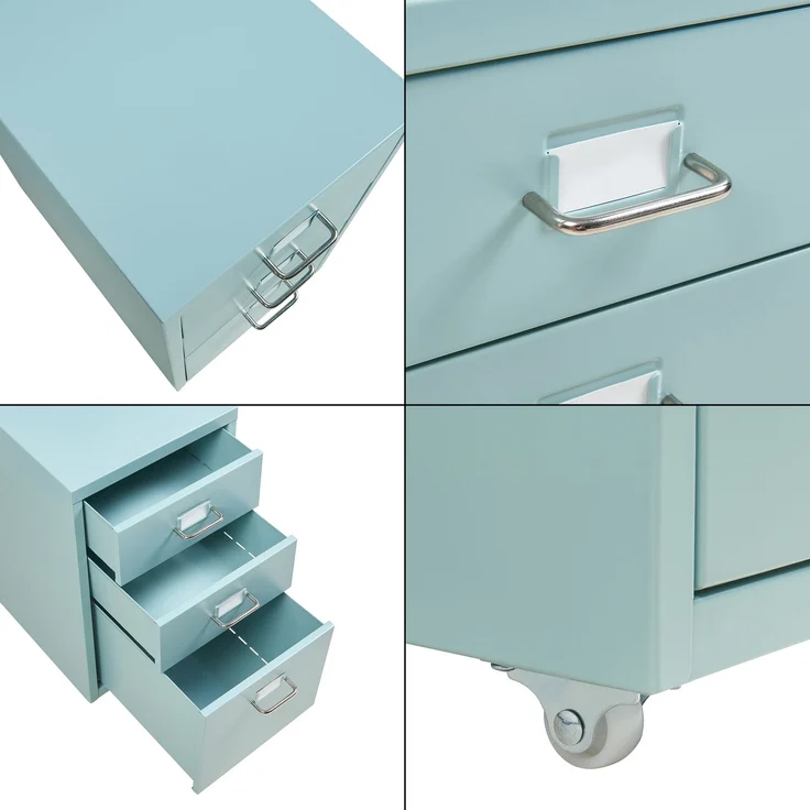 Rollcontainer Kökar mit 3 Schubladen 48x28x41 cm Mintgrün [en. casa] – Bild 6