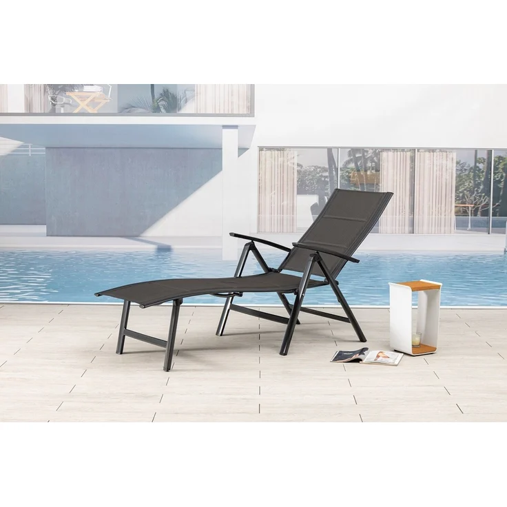 Mandalika Garden NOX Padded Alu-Sonnenliege Klappliege anthrazit / mixed-taupe – Bild 1