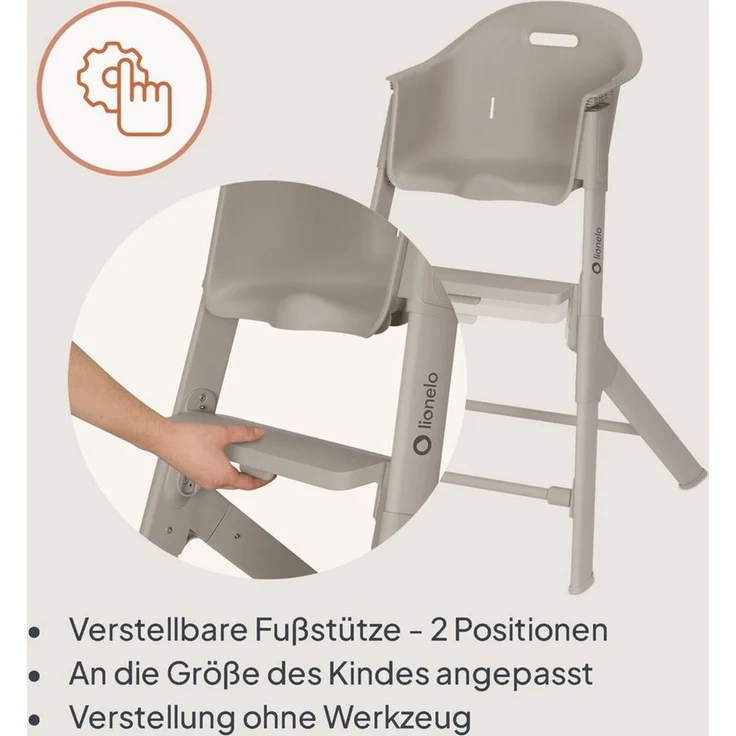 lionelo Hochstuhl BENY (Set), Verstellbare Fußstütze / 2 Stufen / leicht zu reinigen – Bild 3