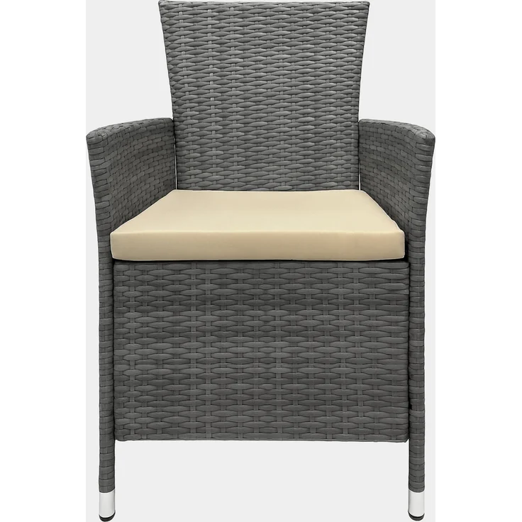 Outdoor Sitzgruppe RIRAM - Kunststoff Grau-meliert 110x110x84 cm | Gartenmöbelset 2 Personen Poly Rattan Balkonmöbel Set Bistrotisch Terrassenmöbelset – Bild 4