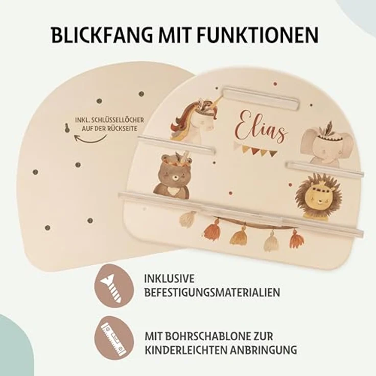 Kidsmood - Tonie Regal personalisiert mit Namen – Wandregal für Toniebox 2 & Figuren | Abgerundete Ecken & Kanten Inkl. Metallplättchen für Tonie Hörfiguren | Kinderzimmer Regal für Mädchen & Jungen – Bild 4