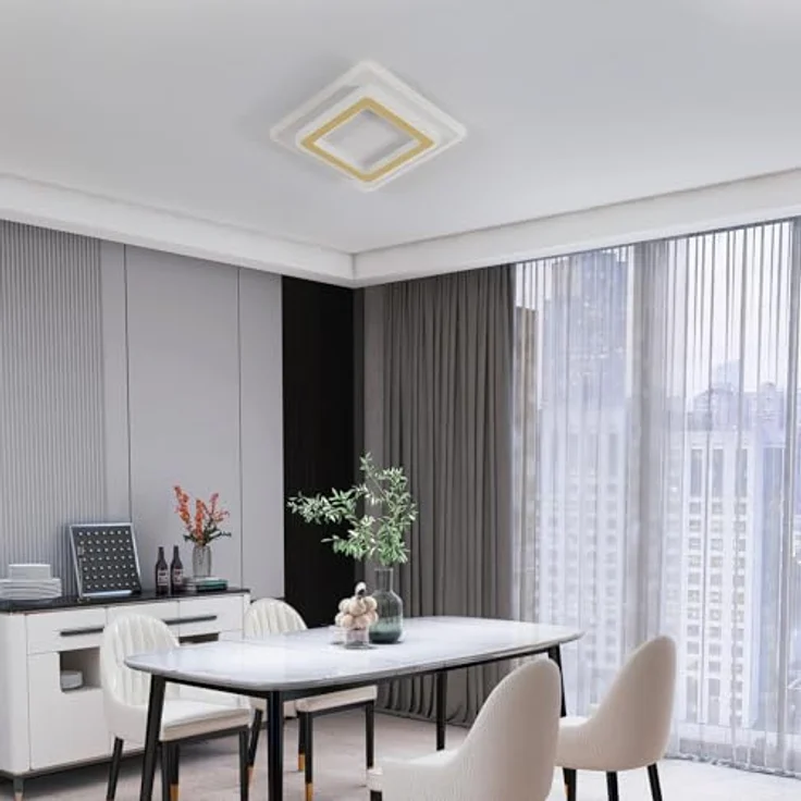 Goeco LED Deckenlampe, 44W 4950LM 6500K Kaltesweiß Gold Deckenleuchte Quadratisch aus Acryl, LED Lampen Deckenbeleuchtung Innen für Wohnzimmer Schlafzimmer Flur Küche Balkon – Bild 7
