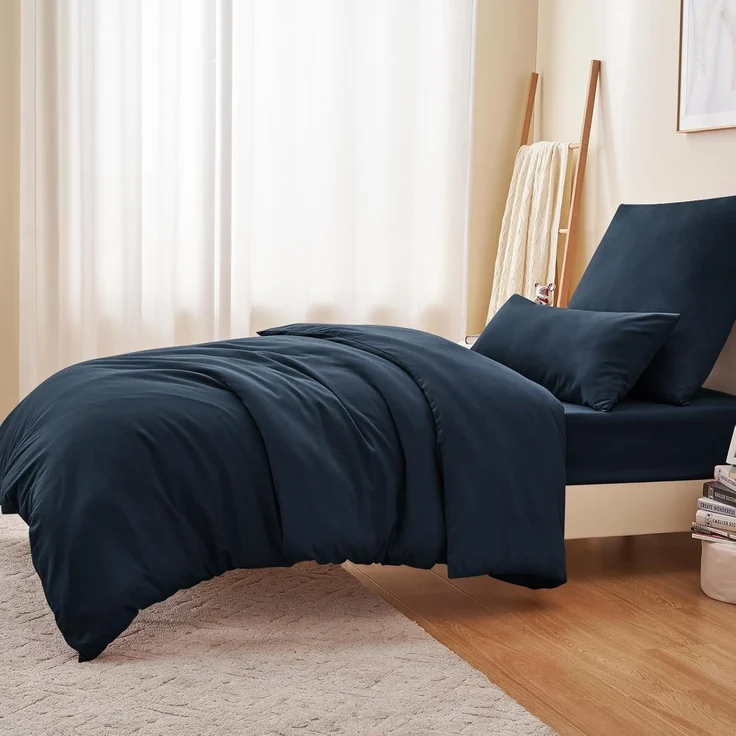 Bettwäsche Set 155x220 Blau Mikrofaser Reißverschluss Haptik Weich – Bild 5