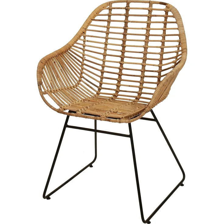 Krines Home Esszimmersessel Rattan Retro Sessel mit Armlehne 50er Korbsessel Retro-Stil Korbstuhl (Sessel nach Auswahl ohne oder mit Polster), Eisen Gestell, Esszimmer, Armlehnstuhl