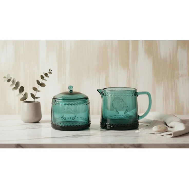 Konditorei-Set Glas ECILA DARK Ø 9 x h 7,3 cm Grün 2-teilig – Bild 4
