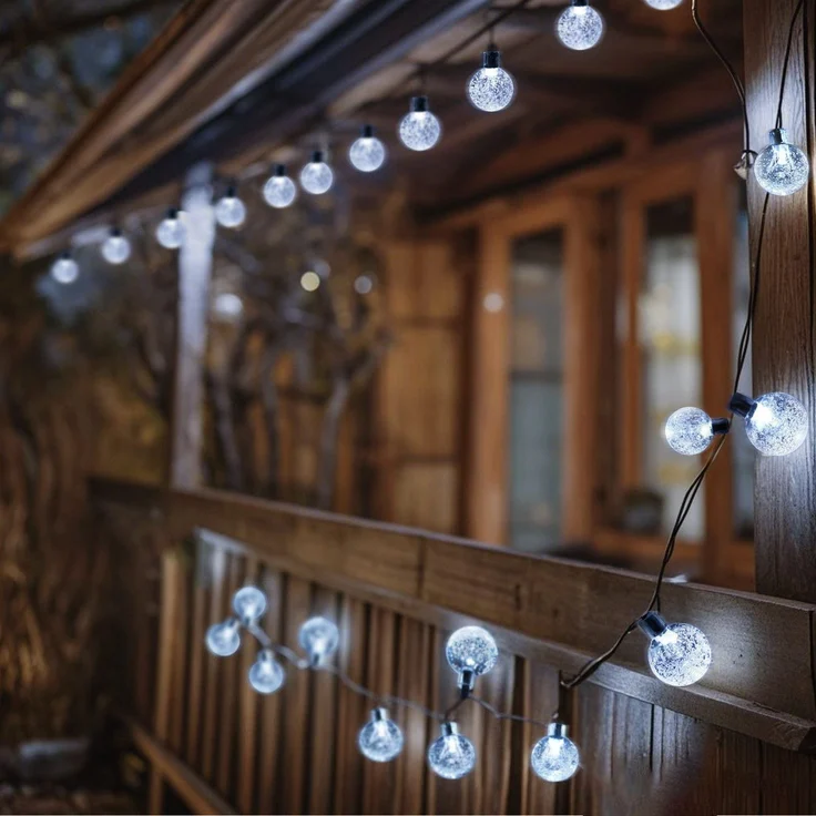 Salcar LED Solarleuchte LED Kugel-Lichterkette Außen Solar Gartenleuchte, 15m Kaltweiß – Bild 4