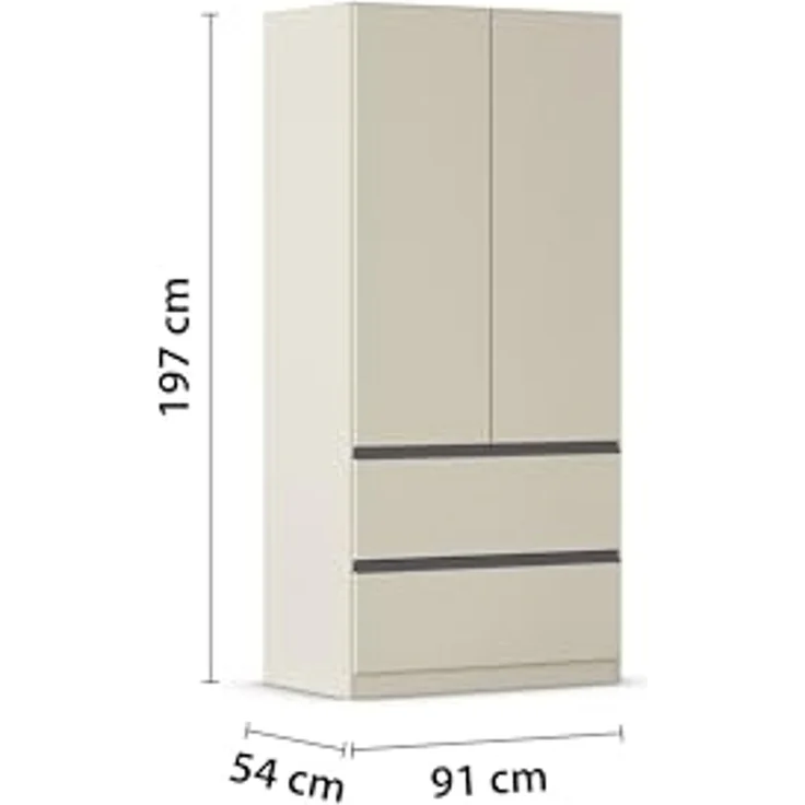 rauch Drehtürenschrank Kleiderschrank Schrank Garderobe COSTA in den Breiten 91/136/181 cm (in 3 Ausstattungen BASIC/CLASSIC/PREMIUM) viel Platz, grifflose Front und Push-to-Open Funktion MADE IN GERMANY – Bild 3
