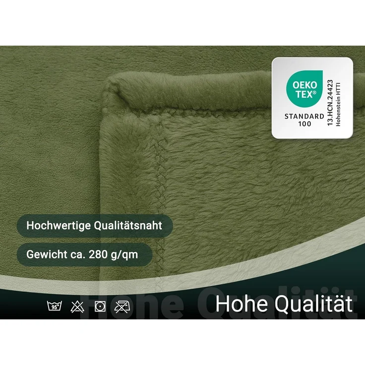 ZOLLNER Kuscheldecke, 220x240 cm, oliv – Bild 5