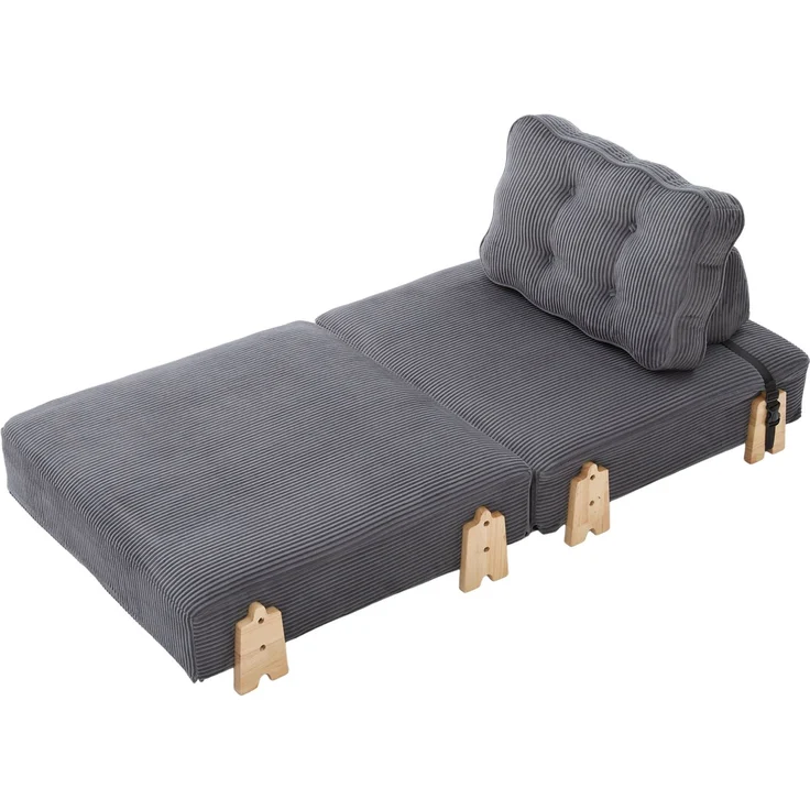 Schlafsessel 90 x 86 x 84 cm in Dunkelgrau – klappbar mit Cordbezug und Holzgestell – Bild 6