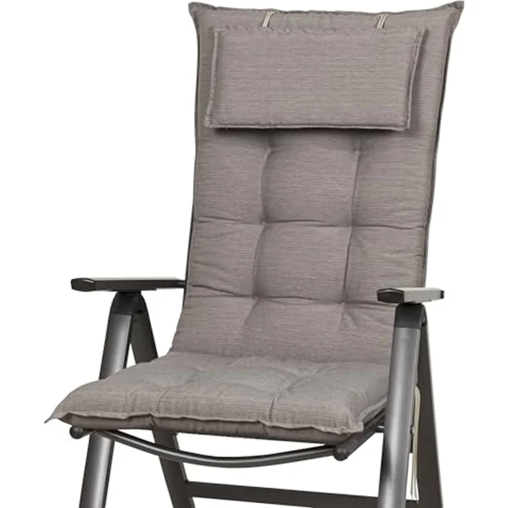 Sun Garden Hochlehnerauflage Hochlehner Sylt 50318-625 taupe 119x50x8 cm Sun Garden, (1 St), Eckhaltebänder mit Bindebändern – Bild 2