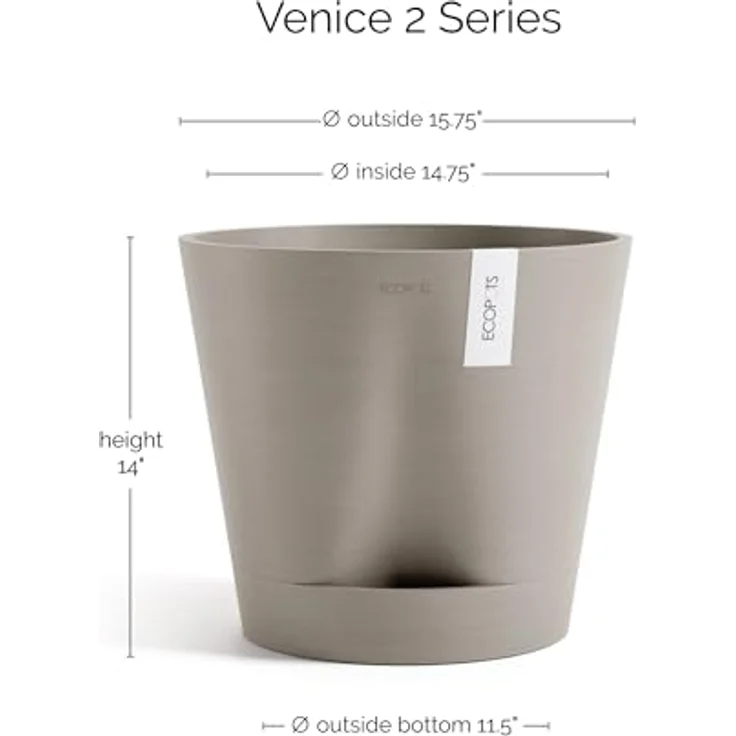 ECOPOTS Blumentopf Venice 2 40 Taupe, für den Innenbereich – Bild 3