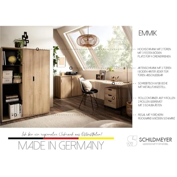 Schildmeyer Schreibtisch Emmik 702039, weißeiche Dekor, 138 x 60 x 73,7 cm – Bild 4
