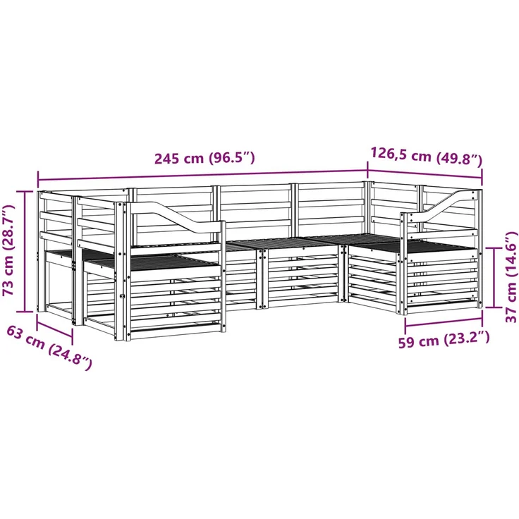 vidaXL Outdoor-Sofagarnitur 6 stk. 6-Sitzer Natur Massivholz Akazie 3375384 – Bild 7