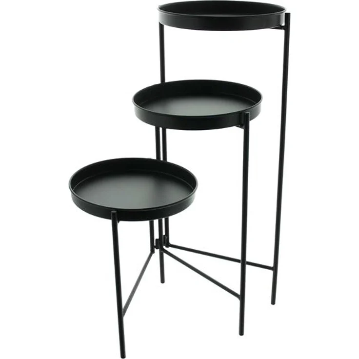 Pflanzenständer "Modern" aus Metall, matt schwarz, für 3 Blumen, 60 cm hoch, klappbar, Blumentreppe – Bild 3