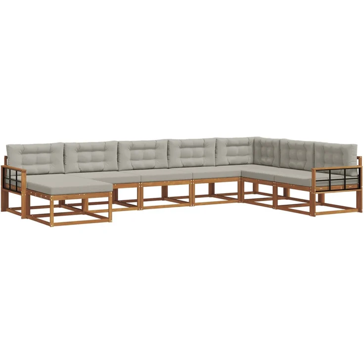 vidaXL Outdoor-Sofagarnitur 8 stk. 8-Sitzer Natur und Hellgrau 3368009 – Bild 2
