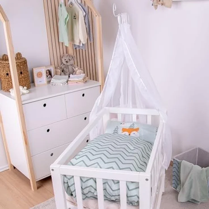 Herding süße Baby Wende Wiegen Bettwäsche Nordic Forest Wald mint 80x80 + 35x40 – Bild 3