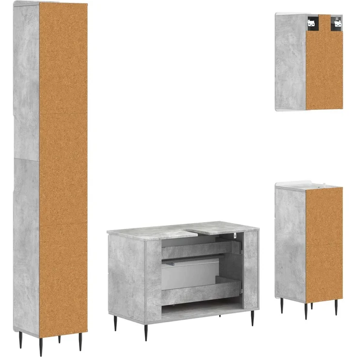 vidaXL 4-teiliges Badezimmer-Schrank-Set ZWOLLE Betongrau 3417921 – Bild 7
